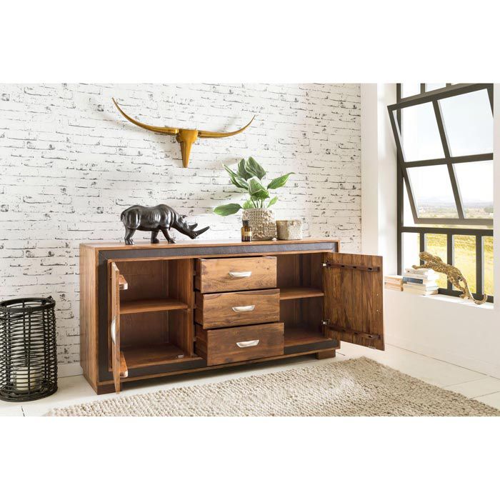 Wohnling Sideboard Karan, WL5.193, Sheesham, mit Türen und Schubladen