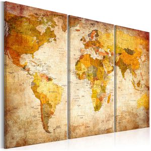 visario Wandbild Weltkarte Antik, 150 x 90 cm, Leinwand, mehrteilig, farbig, Weltkarte