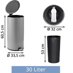 Produktbild für Mülleimer hJh-OFFICE CLEAN STEP 2, grau