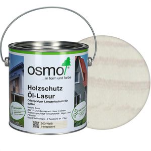 Osmo Holzlasur Holzschutz Öl-Lasur, 2,5l, außen, 900 weiß