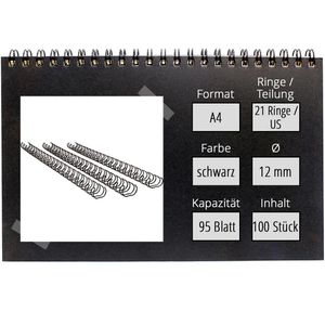 Produktbild für Drahtbinderücken GBC IB165320, schwarz, für A4