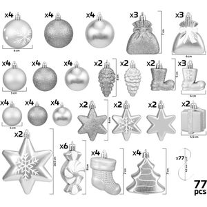 Produktbild für Weihnachtskugeln BRUBAKER 807702, silber