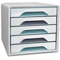 Schubladenbox cep 7-111 Ri, Smoove Riviera, A4 Kunststoff, 5 Fächer, geschlossen, minze / grau