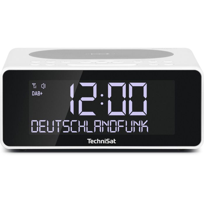 TechniSat Radiowecker Digitradio zwei – 52 Weckzeiten, Böttcher AG weiß, USB DAB+/UKW, QI-Ladegerät