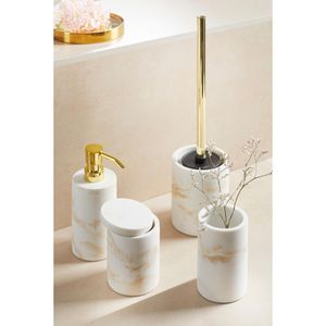 Produktbild für Zahnputzbecher Wenko Odos, gold-weiß, aus Kunststein