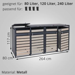 Produktbild für Mülltonnenbox Mendler HWC-J81, Metall