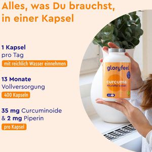 Produktbild für Curcumin gloryfeel Curcuma, 400 Kapseln
