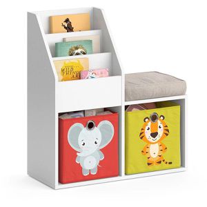 Produktbild für Bücherregal Vicco Luigi Mini, weiß, mit 2 Faltboxen