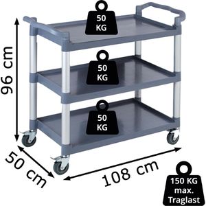 Produktbild für Servierwagen APS 11945, blaugrau, aus Aluminium / Kunststoff