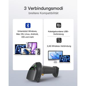 Produktbild für Barcode-Scanner Inateck BCST-560B_gray, kabellos
