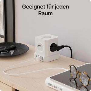 Produktbild für Steckdosenwürfel Voomy Power Cube S5, mit Schalter, weiß