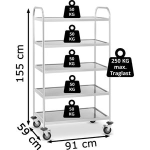 Produktbild für Servierwagen Royal-Catering RCSW-5.1 silber, aus Edelstahl