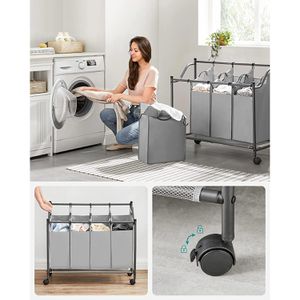 Produktbild für Wäschekorb Songmics LSF005GS, grau, mit 4 Fächern