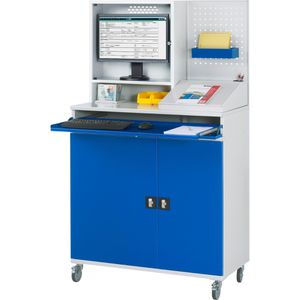 Produktbild für Computerschrank Rau Modell 67, lichtgrau / blau