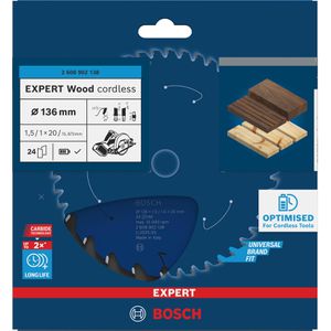 Produktbild für Kreissägeblatt Bosch Expert Wood Cordless, 2608902138