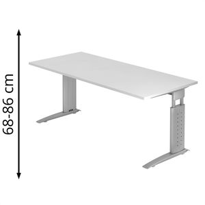 Produktbild für Schreibtisch Hammerbacher U-Serie, weiß / silber