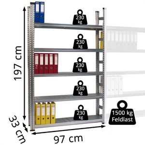 Produktbild für Schwerlastregal GEWE 5 Metallböden
