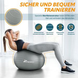 Produktbild für Gymnastikball Tresko Anti-Burst, mit Luftpumpe