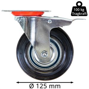 Produktbild für Schwerlastrolle HMF 6790, Lenkrolle mit Bremse