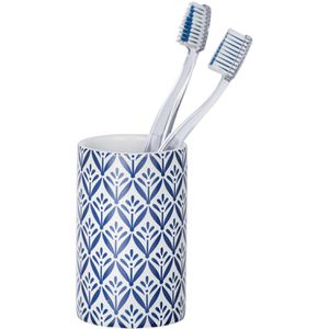 Produktbild für Zahnputzbecher Wenko Lorca, weiß-blau, aus Keramik