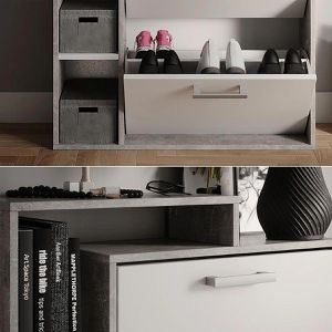 Produktbild für Schuhschrank Vicco Orlando, beton grau / weiß