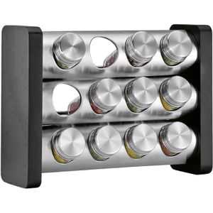 Gewürzregal Küchenprofi silber mit 3 Etagen & 12 Gewürzgläsern