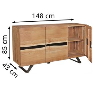 Produktbild für Sideboard Wohnling Satara WL5.194, aus Massivholz, akazie