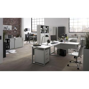 Produktbild für Schreibtisch Möbelpartner Serie 1500, lichtgrau / silber