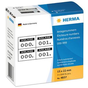 Nummernetiketten Herma 4837 Anlagenummer 15 x 22mm