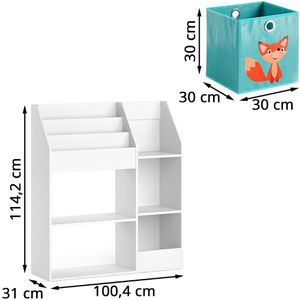Produktbild für Bücherregal Vicco Luigi, weiß, mit 4 Faltboxen