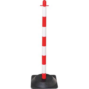 Produktbild für Absperrpfosten Moravia GUARDA, rot/weiß, aus Kunststoff