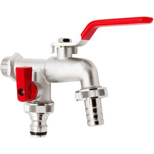 Produktbild für Auslaufventil Variosan 11282, Hebelgriff rot, aus Messing