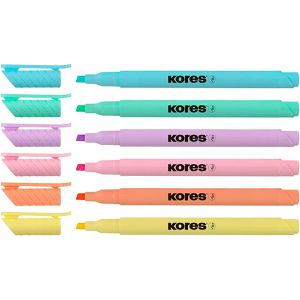 Textmarker Kores High Liner Pastel, 6 Stück