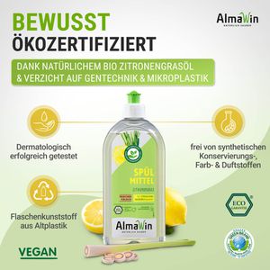 Produktbild für Spülmittel AlmaWin Zitronengras, mikroplastikfrei, Konzentrat
