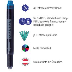 Produktbild für Füllerpatronen Online 70057 Kombipatrone, sortiert