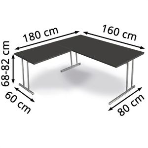 Produktbild für Schreibtisch Kerkmann Artline, anthrazit / chrom