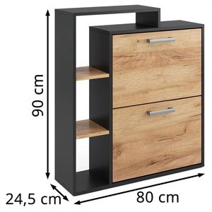 Produktbild für Schuhschrank Vicco Orlando, anthrazit / eiche