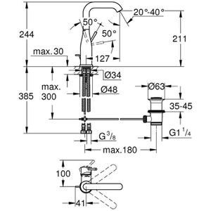 Produktbild für Waschtischarmatur GROHE Essence L-Size 32628001, verchromt