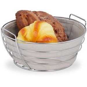 Produktbild für Brotkorb Relaxdays 10031045, aus Eisen verchromt / Stoff