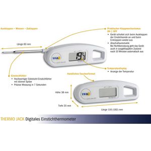 Produktbild für Einstichthermometer TFA 30.1047.02, Thermo Jack weiß digital