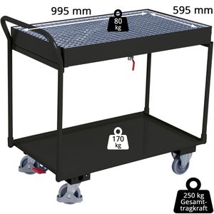 Produktbild für Tischwagen VARIOfit sw-600.505/AG, aus Metall
