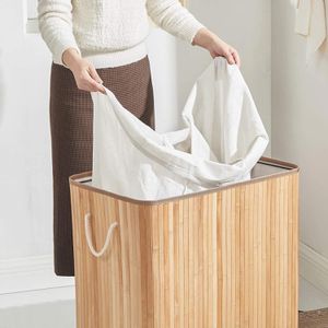 Produktbild für Wäschekorb Songmics LCB091N01 braun, mit 3 Fächern