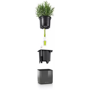 Produktbild für Übertopf Lechuza CUBE Glossy 14, weiß hochglanz, 14x14x14cm