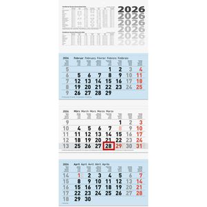 3-Monatskalender Brunnen 1070213316, blau, mit Ferienübersicht