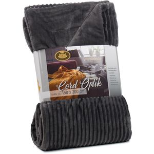 Produktbild für Kuscheldecke Gözze Cord Optik, 40067-91, anthrazit