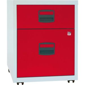 Produktbild für Rollcontainer Bisley-Home PFA, aus Metall, lichtgrau / rot
