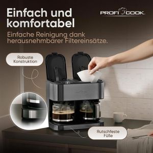 Produktbild für Kaffeemaschine Proficook PC-KAD 1308, mit 2 Glaskannen