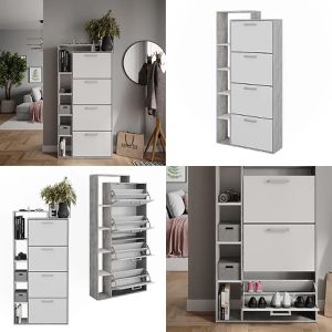 Produktbild für Schuhschrank Vicco Orlando, beton grau / weiß