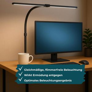 Produktbild für Schreibtischlampe Luxula LX700155, schwarz, LED, dimmbar