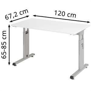 Produktbild für Schreibtisch Hammerbacher O-Serie, weiß / silber